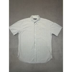 Tommy Hilfiger Short Sleeve Button Down Blue/Black Plaid Mens XL